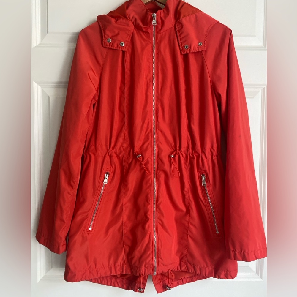 MERONA Water Resistant Hooded Jacket Size M Orange Windbreaker Fully Lined